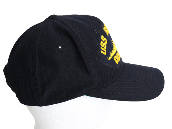 90s USA製 US NAVY ミリタリー ワッペン 刺繍 ベースボール キャップ フリーサイズ 帽子 オールド 軍物 トラッカー ハットミリタリー 濃紺