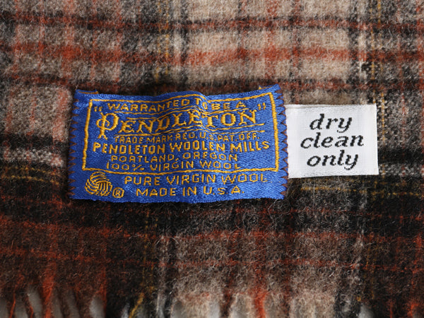 70s USA製 ペンドルトン フリンジ付き マフラー メンズ レディース / ヴィンテージ チェック ウール ストール 防寒 マルチカラー おすすめ