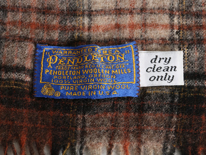 70s USA製 ペンドルトン フリンジ付き マフラー メンズ レディース / ヴィンテージ チェック ウール ストール 防寒 マルチカラー おすすめ