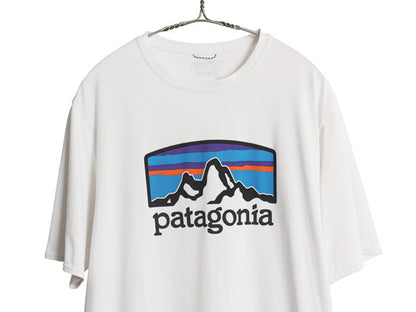 パタゴニア キャプリーン プリント 半袖 Tシャツ メンズ L / 20年製 アウトドア ストレッチ トップス カットソー イラスト アート ホワイト