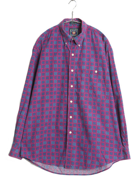 80s チャップス ラルフローレン 総柄 長袖 ボタンダウン シャツ メンズ L ヴィンテージ ポロ コットン 長袖シャツ マルチカラー カジュアル