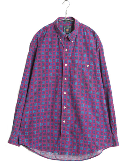 80s チャップス ラルフローレン 総柄 長袖 ボタンダウン シャツ メンズ L ヴィンテージ ポロ コットン 長袖シャツ マルチカラー カジュアル