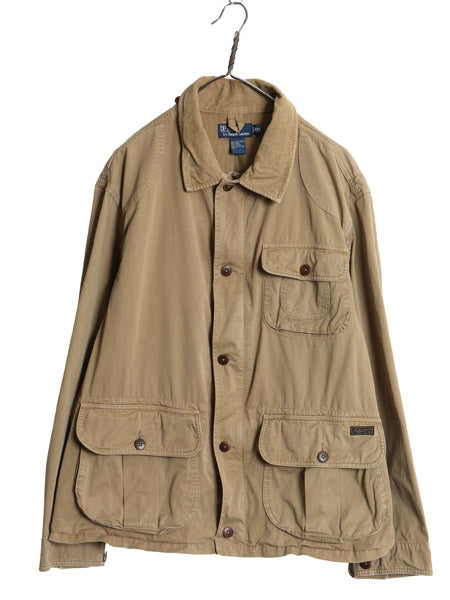 00s ポロ ラルフローレン ハンティング ジャケット メンズ XXL 古着 オールド フィールド コート カバーオール ショート丈 大きいサイズ 茶