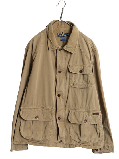 00s ポロ ラルフローレン ハンティング ジャケット メンズ XXL 古着 オールド フィールド コート カバーオール ショート丈 大きいサイズ 茶