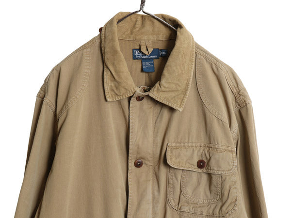 00s ポロ ラルフローレン ハンティング ジャケット メンズ XXL 古着 オールド フィールド コート カバーオール ショート丈 大きいサイズ 茶