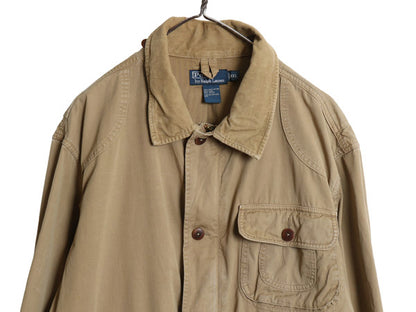 00s ポロ ラルフローレン ハンティング ジャケット メンズ XXL 古着 オールド フィールド コート カバーオール ショート丈 大きいサイズ 茶