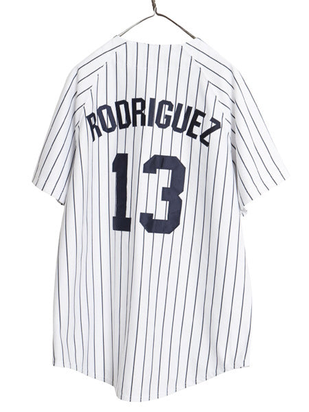 00s ヤンキース ベースボール シャツ メンズ M / オールド MLB オフィシャル ラッセル 大リーグ ユニフォーム ゲームシャツ ジャージ 野球