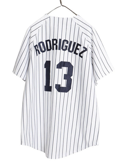 00s ヤンキース ベースボール シャツ メンズ M / オールド MLB オフィシャル ラッセル 大リーグ ユニフォーム ゲームシャツ ジャージ 野球