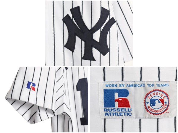 00s ヤンキース ベースボール シャツ メンズ M / オールド MLB オフィシャル ラッセル 大リーグ ユニフォーム ゲームシャツ ジャージ 野球