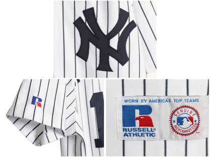 00s ヤンキース ベースボール シャツ メンズ M / オールド MLB オフィシャル ラッセル 大リーグ ユニフォーム ゲームシャツ ジャージ 野球