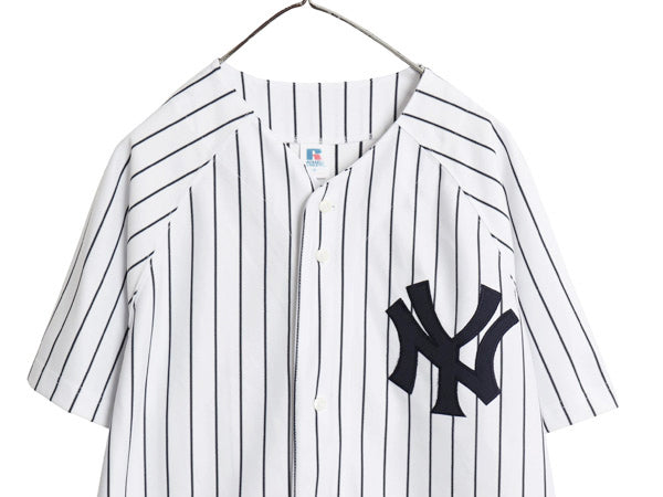 00s ヤンキース ベースボール シャツ メンズ M / オールド MLB オフィシャル ラッセル 大リーグ ユニフォーム ゲームシャツ ジャージ 野球