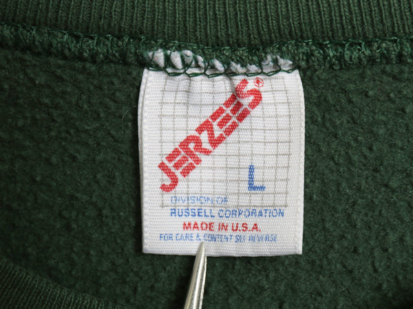 80s 90s USA製 ジャージーズ 無地 スウェット メンズ レディース L ヴィンテージ クルーネック ブランク トレーナー 裏起毛 薄手 グリーン
