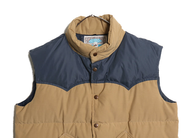 70s 80s USA製 STRUGGLE GEAR ダウン ベスト メンズ XL / ヴィンテージ アウトドア 重ね着 前開き ツートン ヨーク ナイロン 大きいサイズ