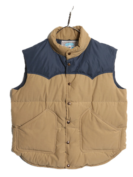 70s 80s USA製 STRUGGLE GEAR ダウン ベスト メンズ XL / ヴィンテージ アウトドア 重ね着 前開き ツートン ヨーク ナイロン 大きいサイズ