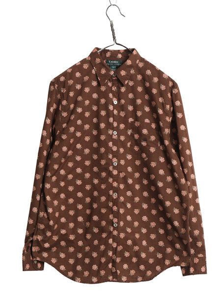 90s ローレン ラルフローレン 花柄 デザイン 長袖 シャツ レディース L 古着 オールド ブラウス 薄手 コットン ボタニカル 総柄 カジュアル