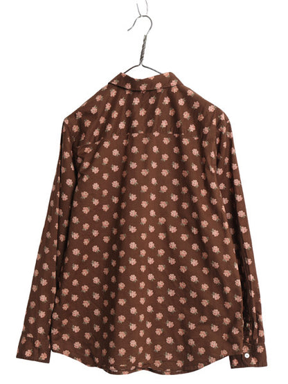 90s ローレン ラルフローレン 花柄 デザイン 長袖 シャツ レディース L 古着 オールド ブラウス 薄手 コットン ボタニカル 総柄 カジュアル