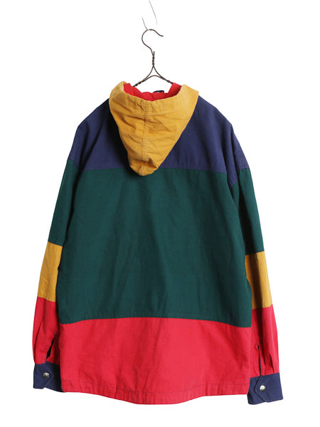 90s ☆ コットン ファイヤーマン ジャケット メンズ レディース S 程/ オールド ハーフ コート フルジップ マルチカラー ボーダー フック