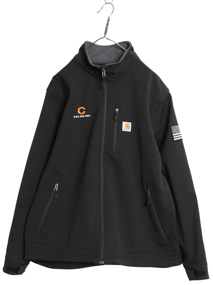 US企画 カーハート ソフトシェル ジャケット メンズ XL / ストレッチ ナイロン フリース ライナー付き ブルゾン 大きいサイズ 撥水加工 黒