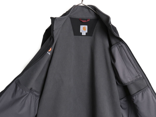 US企画 カーハート ソフトシェル ジャケット メンズ XL / ストレッチ ナイロン フリース ライナー付き ブルゾン 大きいサイズ 撥水加工 黒