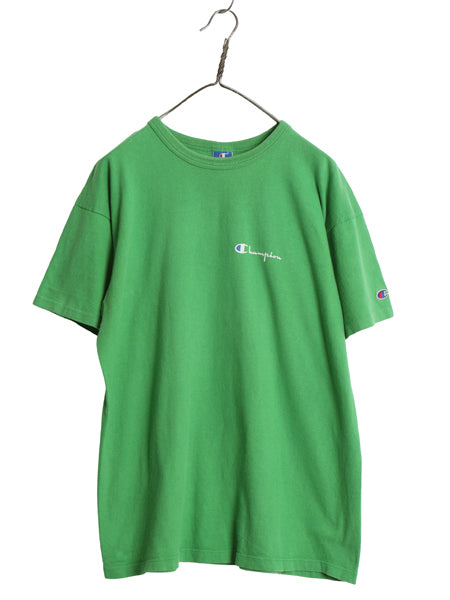 80s USA製 チャンピオン スクリプト ロゴ プリント 半袖 Tシャツ メンズ XL ヴィンテージ 100% コットン シングルステッチ 大きいサイズ 緑