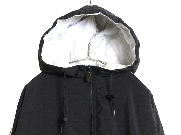 90s アディダス 中綿 ナイロン パーカー ジャケット メンズ XL / オールド ブルゾン フルジップ ハイネック 3ライン 大きいサイズ ブラック