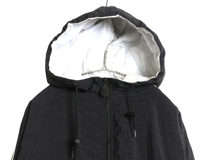 90s アディダス 中綿 ナイロン パーカー ジャケット メンズ XL / オールド ブルゾン フルジップ ハイネック 3ライン 大きいサイズ ブラック