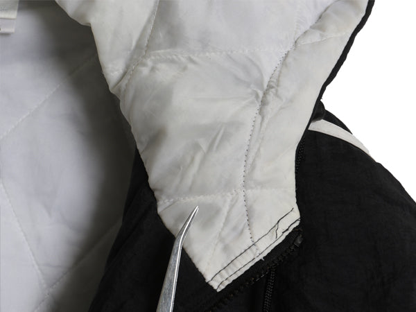 90s アディダス 中綿 ナイロン パーカー ジャケット メンズ XL / オールド ブルゾン フルジップ ハイネック 3ライン 大きいサイズ ブラック