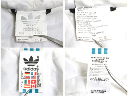 90s アディダス 中綿 ナイロン パーカー ジャケット メンズ XL / オールド ブルゾン フルジップ ハイネック 3ライン 大きいサイズ ブラック