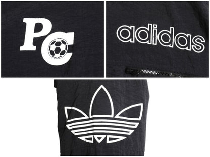 90s アディダス 中綿 ナイロン パーカー ジャケット メンズ XL / オールド ブルゾン フルジップ ハイネック 3ライン 大きいサイズ ブラック