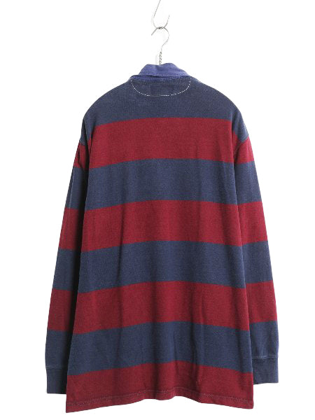 90s ポロ ラルフローレン ボーダー 長袖 ラガーシャツ メンズ XL / 古着 オールド ラグビー 長袖シャツ ポロシャツ 大きいサイズ ツートン