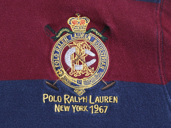 90s ポロ ラルフローレン ボーダー 長袖 ラガーシャツ メンズ XL / 古着 オールド ラグビー 長袖シャツ ポロシャツ 大きいサイズ ツートン