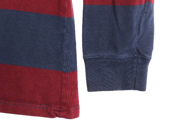 90s ポロ ラルフローレン ボーダー 長袖 ラガーシャツ メンズ XL / 古着 オールド ラグビー 長袖シャツ ポロシャツ 大きいサイズ ツートン