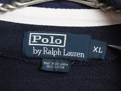90s ポロ ラルフローレン ボーダー 長袖 ラガーシャツ メンズ XL / 古着 オールド ラグビー 長袖シャツ ポロシャツ 大きいサイズ ツートン