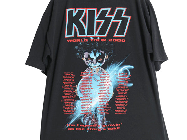 00s ★ キッス ツアー イラスト プリント Tシャツ メンズ L 古着 オールド 当時物 オフィシャル フォト バンド ロック シングルステッチ 黒
