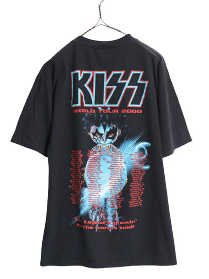 00s ★ キッス ツアー イラスト プリント Tシャツ メンズ L 古着 オールド 当時物 オフィシャル フォト バンド ロック シングルステッチ 黒