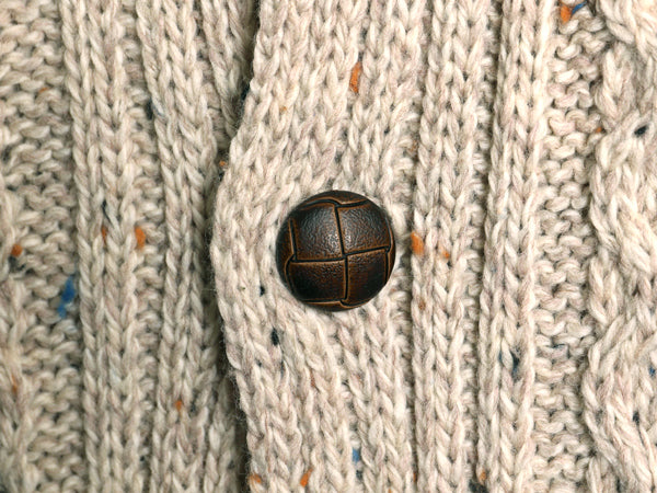 アイルランド製 aran crafts フィッシャーマン ショールカラー ニット カーディガン メンズ XL / メリノ ウール アラン セーター ケーブル
