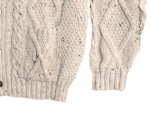 アイルランド製 aran crafts フィッシャーマン ショールカラー ニット カーディガン メンズ XL / メリノ ウール アラン セーター ケーブル