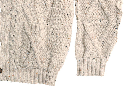 アイルランド製 aran crafts フィッシャーマン ショールカラー ニット カーディガン メンズ XL / メリノ ウール アラン セーター ケーブル