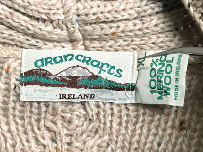 アイルランド製 aran crafts フィッシャーマン ショールカラー ニット カーディガン メンズ XL / メリノ ウール アラン セーター ケーブル