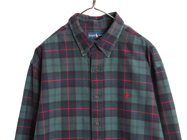 00s ラルフローレン チェック 長袖 ボタンダウン シャツ メンズ XL / オールド ポロ CLASSIC FIT オックスフォード コットン 大きいサイズ