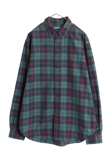 00s ラルフローレン チェック 長袖 ボタンダウン シャツ メンズ XL / オールド ポロ CLASSIC FIT オックスフォード コットン 大きいサイズ