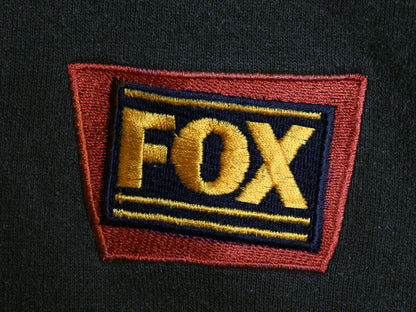 90s USA製 ★ FOX ロゴ刺繍 スウェット メンズ XL 古着 オールド 企業物 当時物 トレーナー ヘビーウェイト クルーネック 大きいサイズ 黒