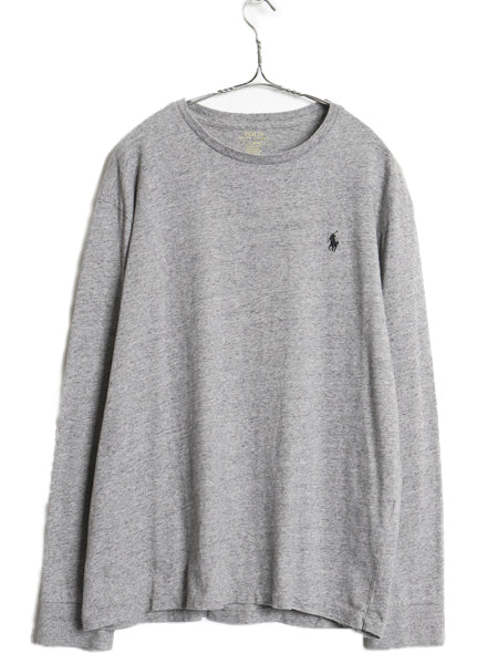 ポロ ラルフローレン 長袖 Tシャツ メンズ L / ロンT ロングスリーブ コットン シングルステッチ ワンポイント カットソー インナー グレー