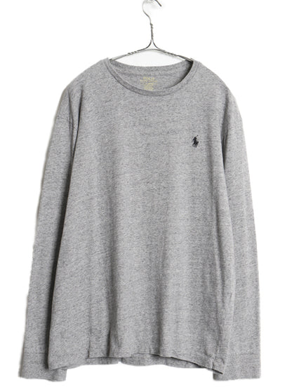 ポロ ラルフローレン 長袖 Tシャツ メンズ L / ロンT ロングスリーブ コットン シングルステッチ ワンポイント カットソー インナー グレー