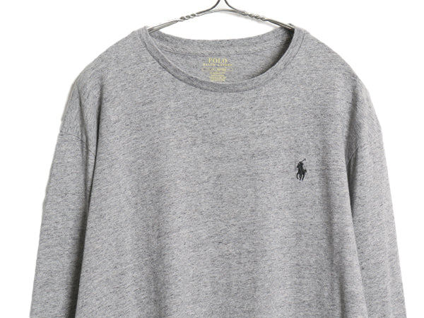 ポロ ラルフローレン 長袖 Tシャツ メンズ L / ロンT ロングスリーブ コットン シングルステッチ ワンポイント カットソー インナー グレー