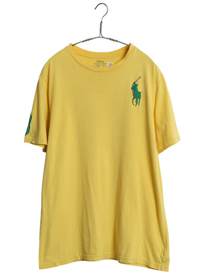 ビッグポニー ポロ ラルフローレン 半袖 Tシャツ ボーイズ XL メンズ L 程/ コットン ワンポイント カットソー シンプル ナンバリング 黄