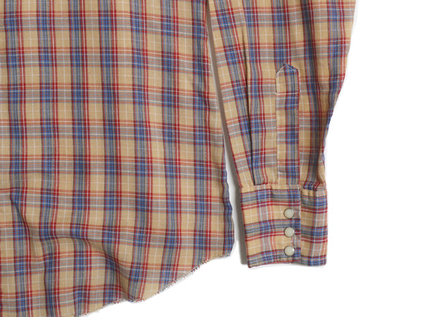 70s USA製 WASHINGTON DEE CEE チェック 長袖 ウエスタン シャツ メンズ M / ヴィンテージ 長袖シャツ シワになりにくい マルチカラー 薄手
