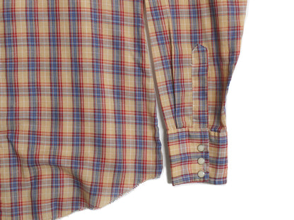 70s USA製 WASHINGTON DEE CEE チェック 長袖 ウエスタン シャツ メンズ M / ヴィンテージ 長袖シャツ シワになりにくい マルチカラー 薄手