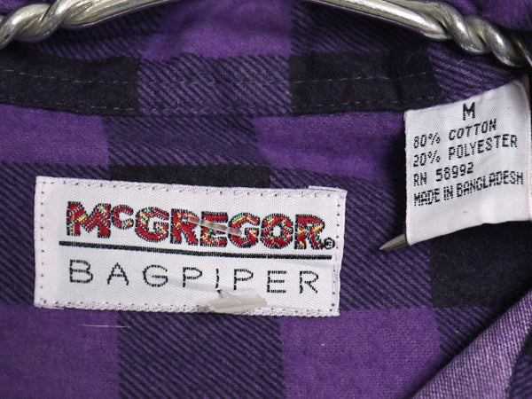 デッドストック 90s マクレガー プリント フランネル 長袖 シャツ メンズ M / 新品 オールド ネルシャツ プリネル ブロック チェック 黒 紫