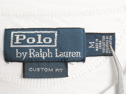 00s ポロ ラルフローレン ヘンリーネック 半袖 Tシャツ メンズ M オールド CUSTOM FIT コットン カットソー 細身 ワンポイント ツートン 白
